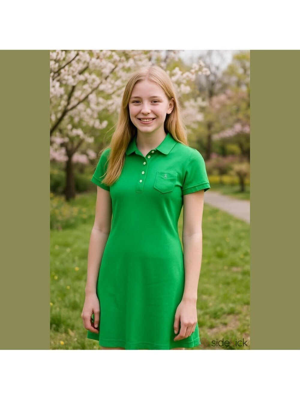 Lilly Pulitzer Bright Green Pink Accents Polo Dress Short Sleeve Womens Size XS*